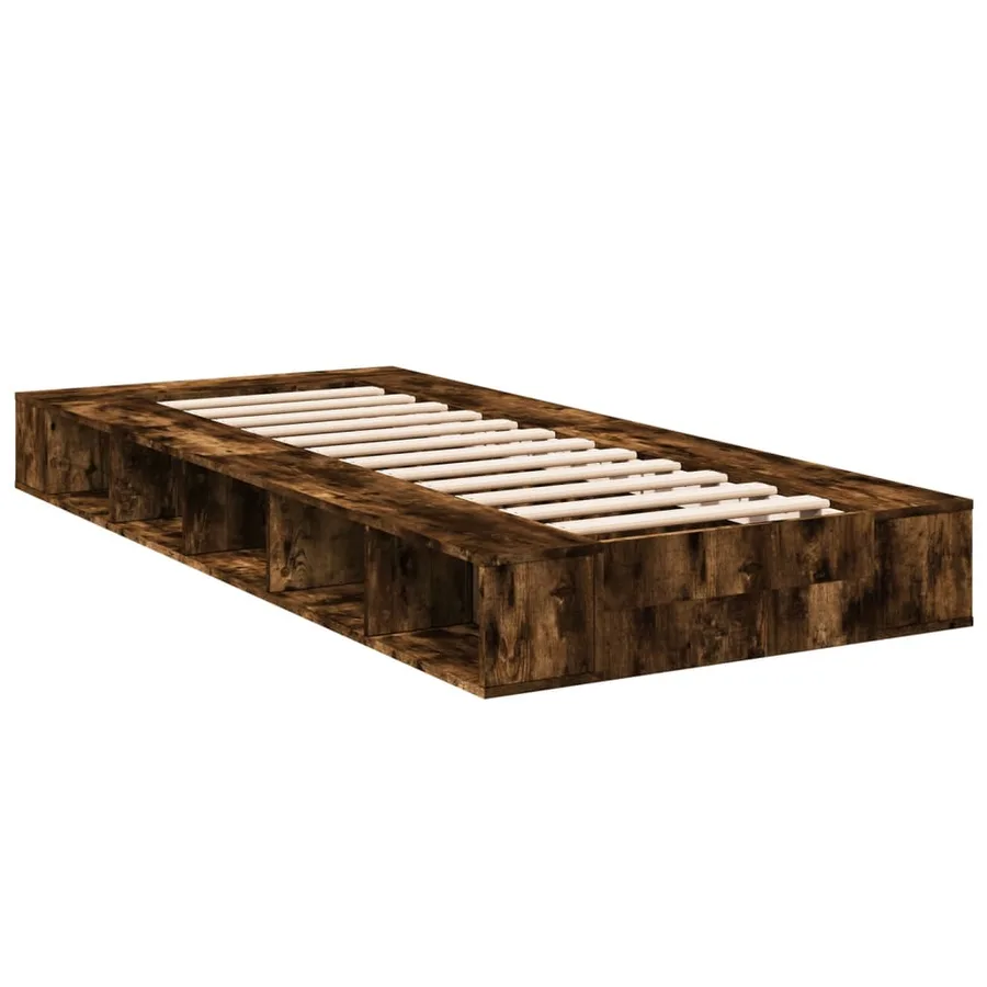Cadre de lit sans matelas chêne fumé 90x200 cm - 6