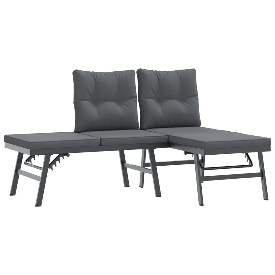 Ensemble de bancs de jardin avec coussins 7 pcs noir - 4