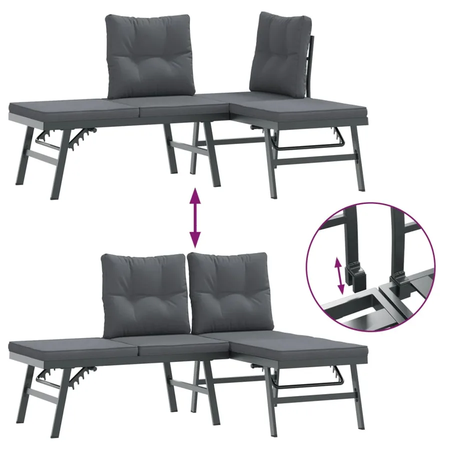 Ensemble de bancs de jardin avec coussins 7 pcs noir - 7