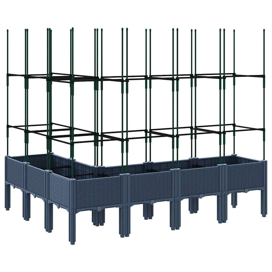 Jardinière avec treillis bleu gris 160x120x142,5 cm PP - 5