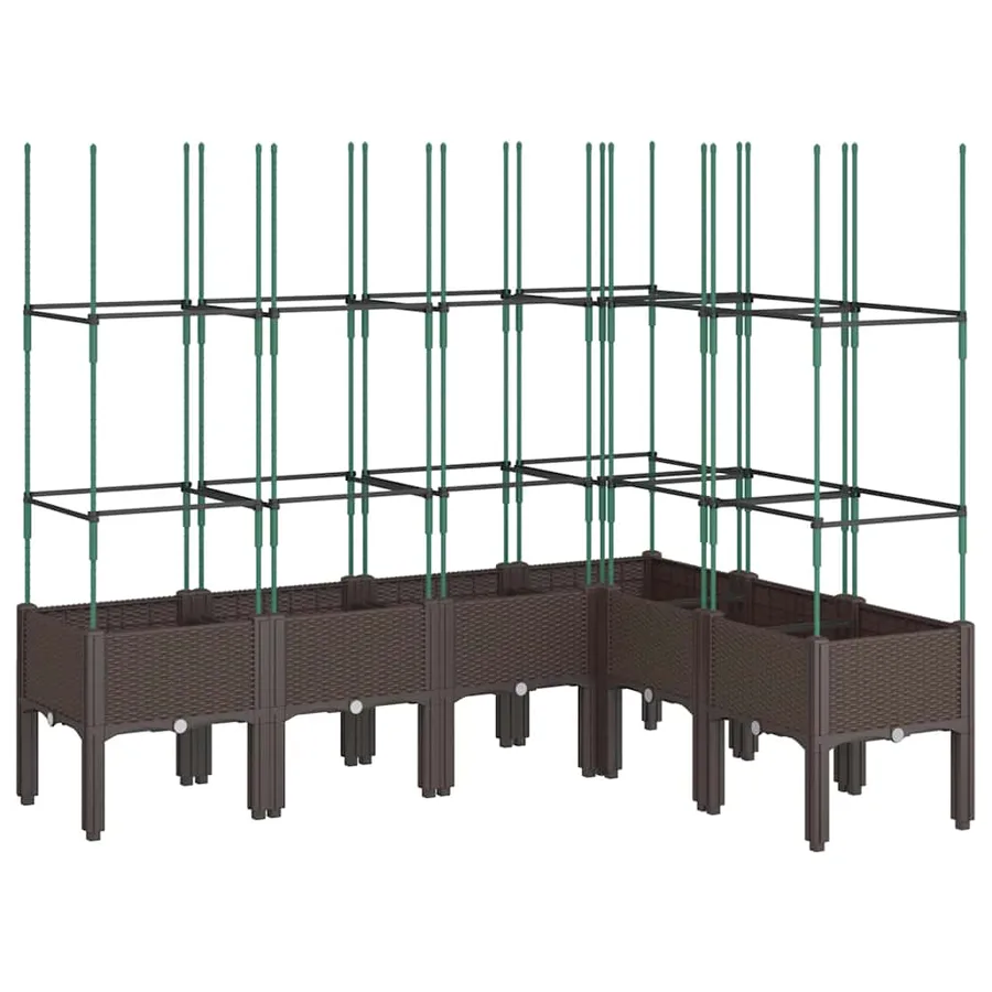 Jardinière avec treillis marron 160x120x142,5 cm PP - 2