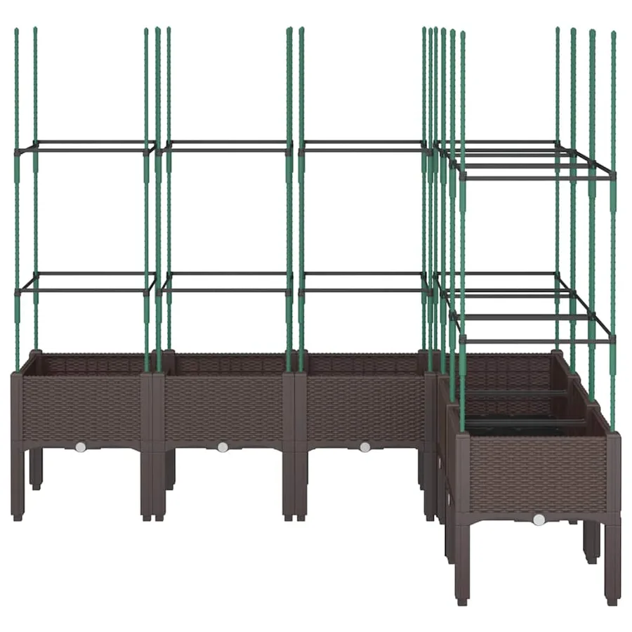 Jardinière avec treillis marron 160x120x142,5 cm PP - 3