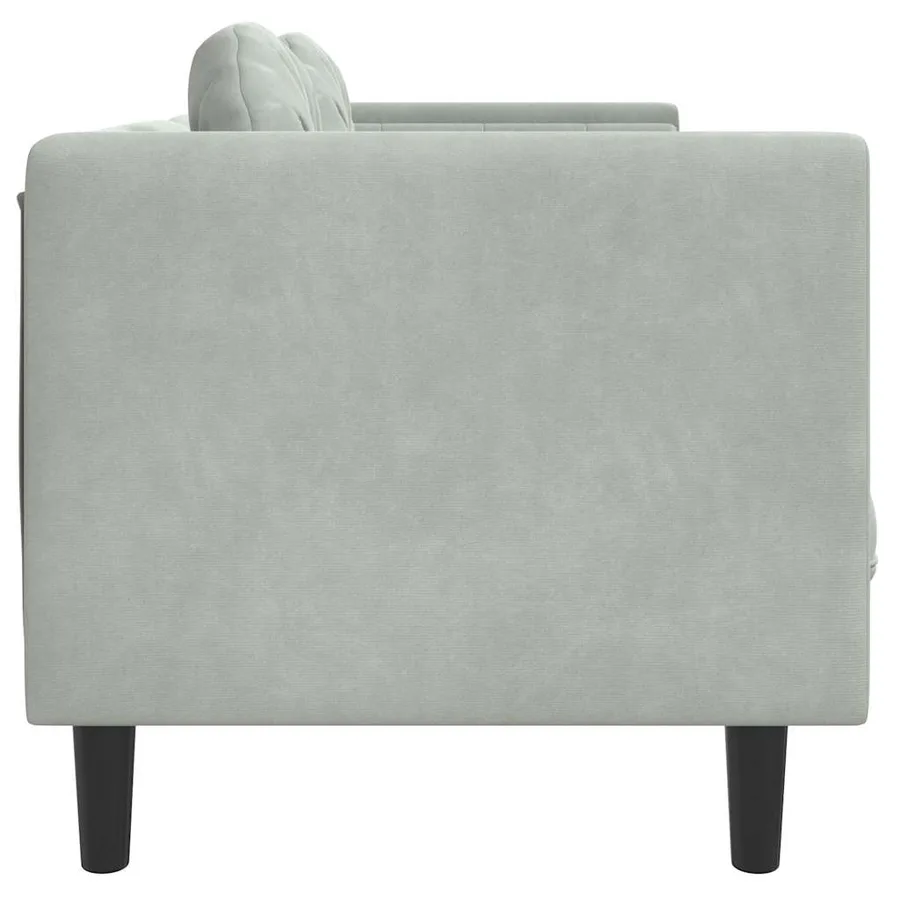 Canapé avec coussins 3 places gris clair velours - 5