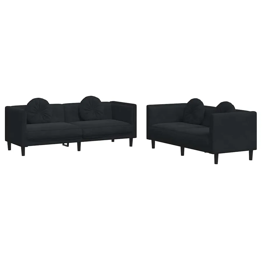 Ensemble de canapés 2 pcs avec coussins noir velours - 2