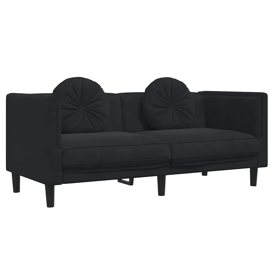 Ensemble de canapés 2 pcs avec coussins noir velours - 4