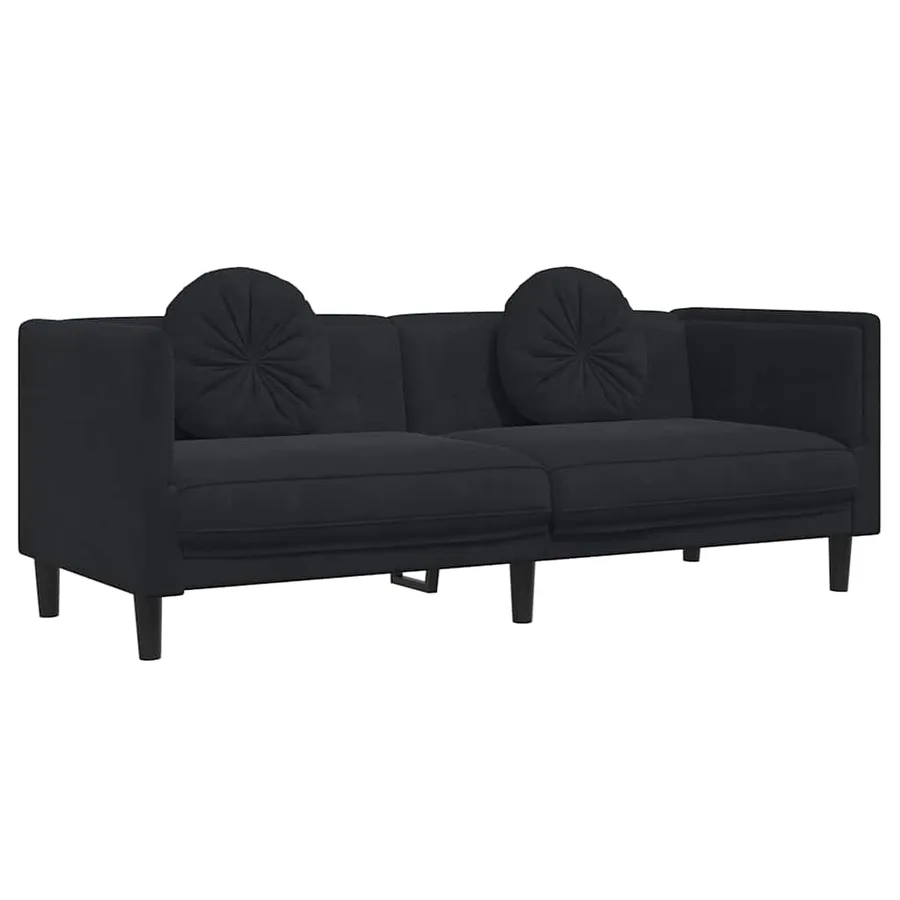 Ensemble de canapés 2 pcs avec coussins noir velours - 5