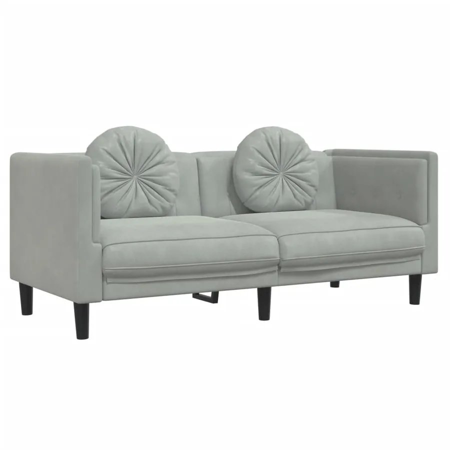 Ensemble de canapés 2 pcs avec coussins gris clair velours - 4
