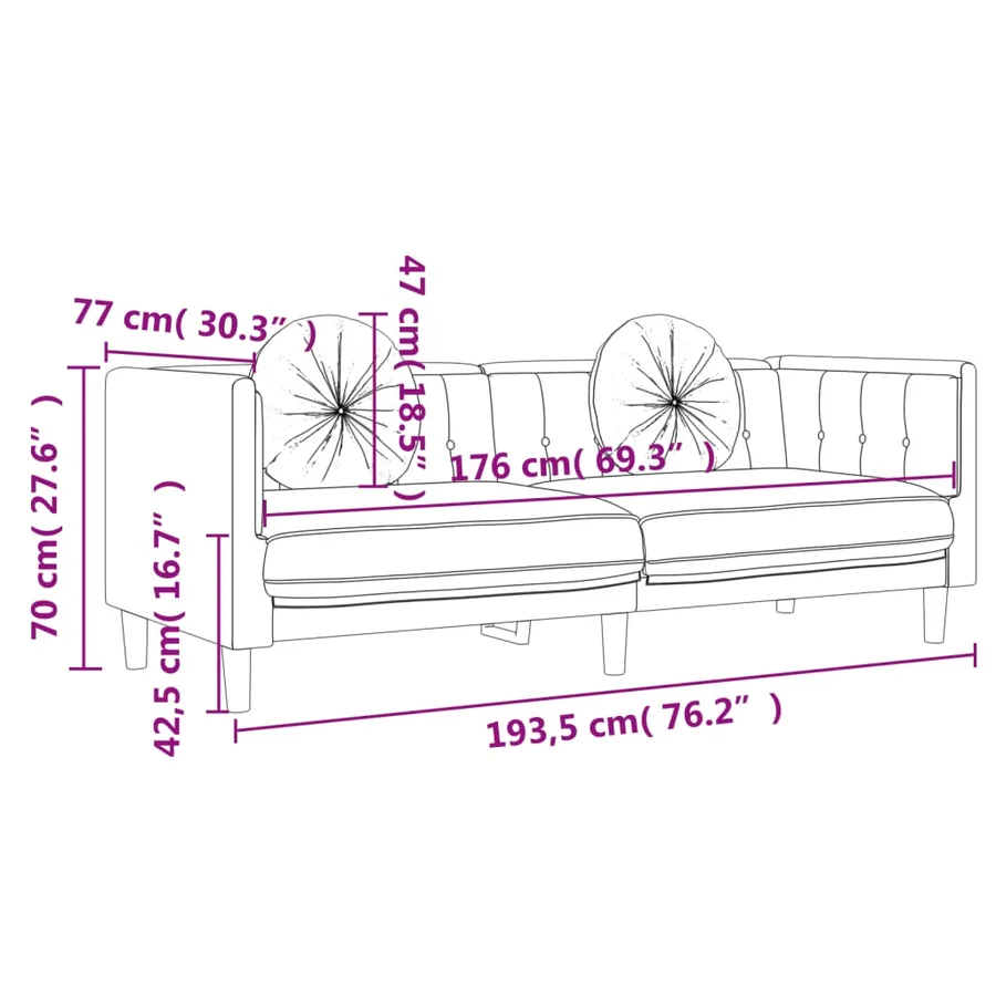 Ensemble de canapés 2 pcs avec coussins gris clair velours - 9