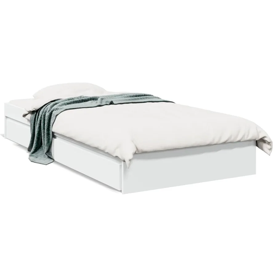 Cadre de lit avec tiroirs sans matelas blanc 90x200 cm - 2