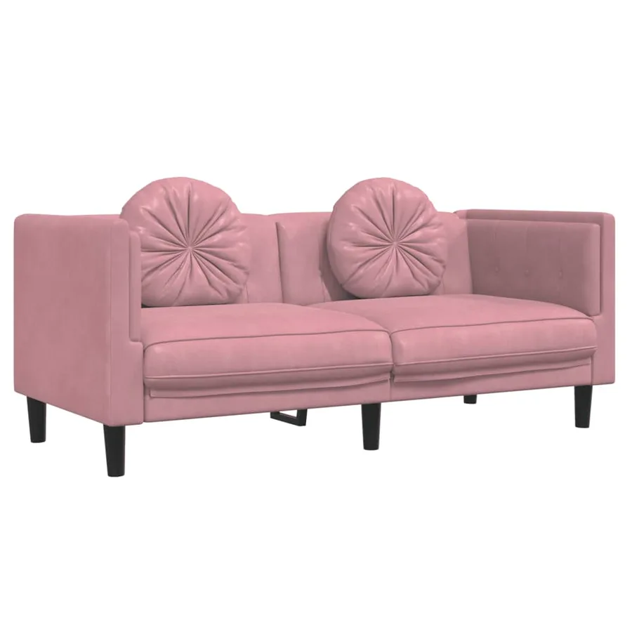 Ensemble de canapés 2 pcs avec coussins rose velours - 4