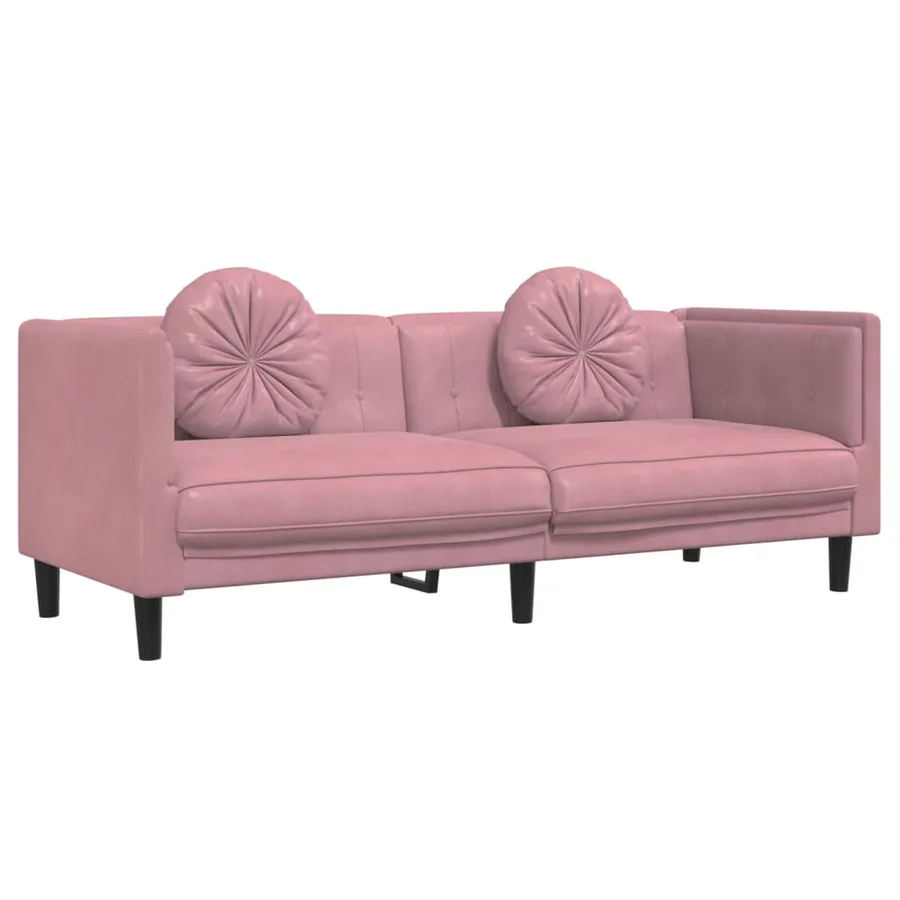 Ensemble de canapés 2 pcs avec coussins rose velours - 5
