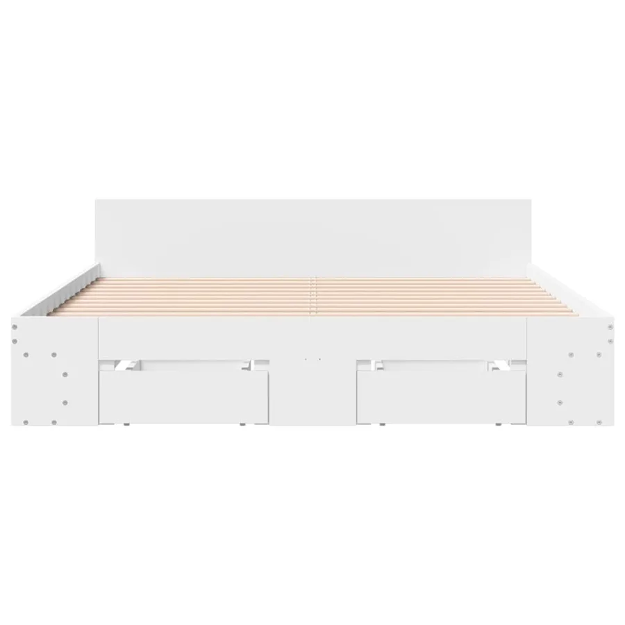 Cadre de lit avec tiroirs sans matelas blanc 140x190 cm - 4