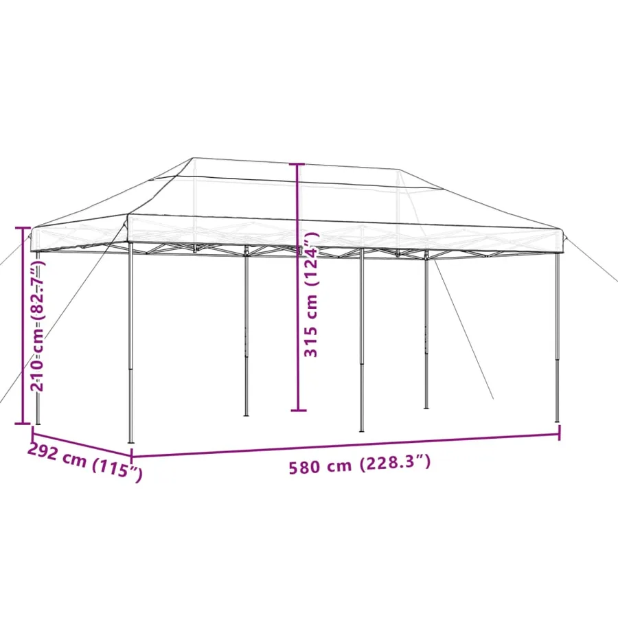 Tente de réception pliable escamotable bordeaux 580x292x315 cm - 9