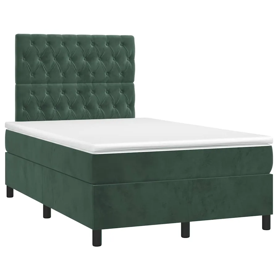 Sommier à lattes de lit avec matelas vert foncé 120x190 cm - 2