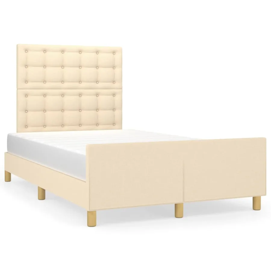 Cadre de lit sans matelas crème 120x190 cm tissu - 2