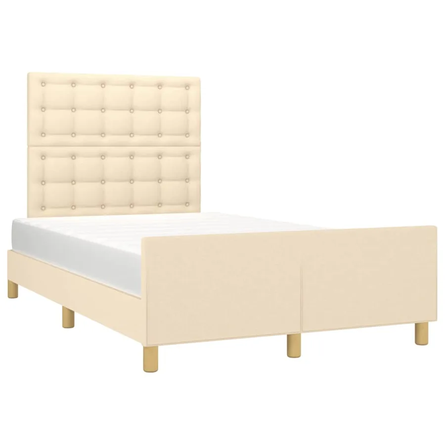 Cadre de lit sans matelas crème 120x190 cm tissu - 4