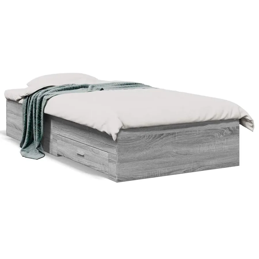 Cadre de lit avec tiroirs sans matelas sonoma gris 75x190 cm - 2