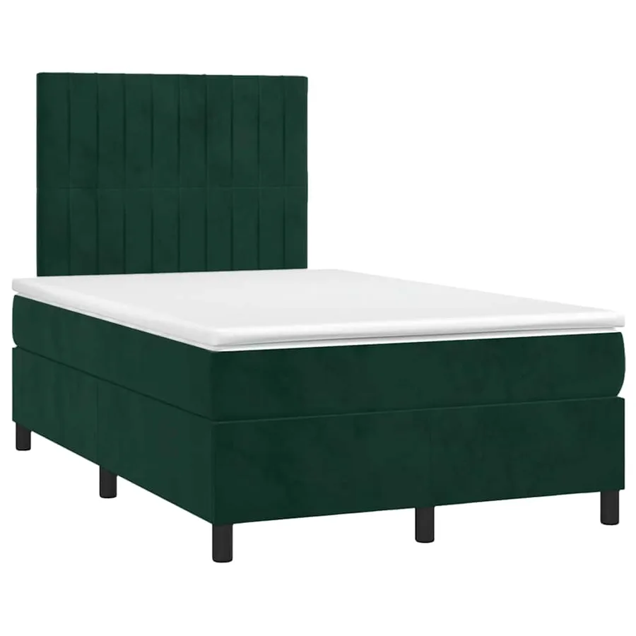 Sommier à lattes de lit avec matelas LED vert foncé 120x190 cm - 3