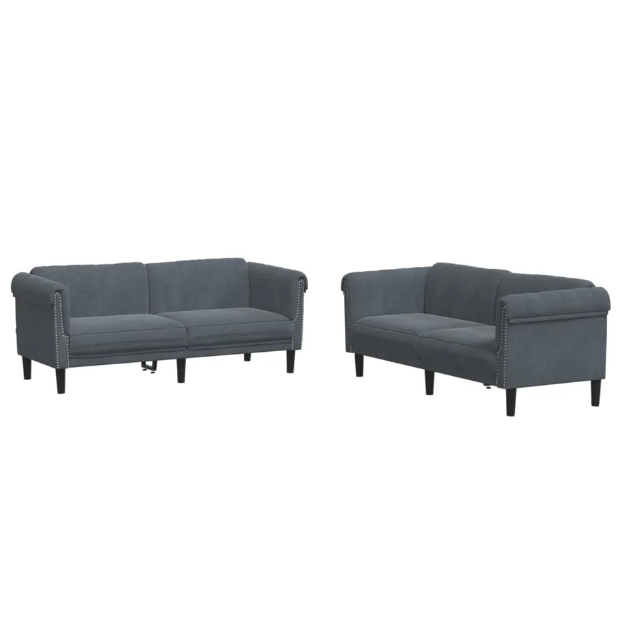Ensemble de canapés 2 pcs gris foncé velours - 2