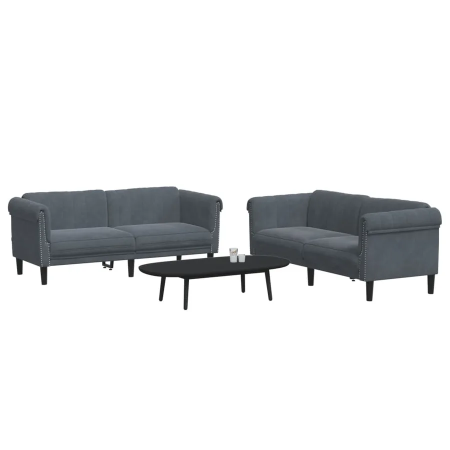 Ensemble de canapés 2 pcs gris foncé velours - 3