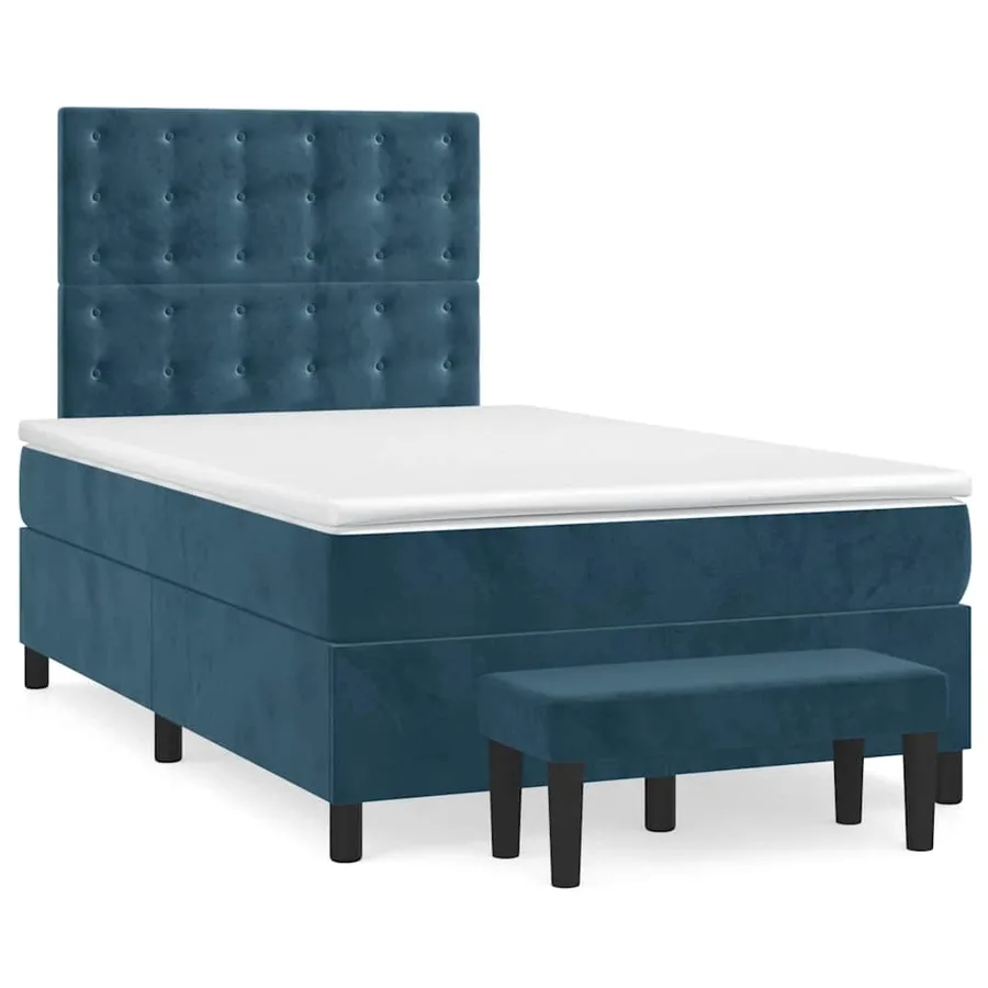 Sommier à lattes de lit et matelas bleu foncé 120x190cm velours - 2