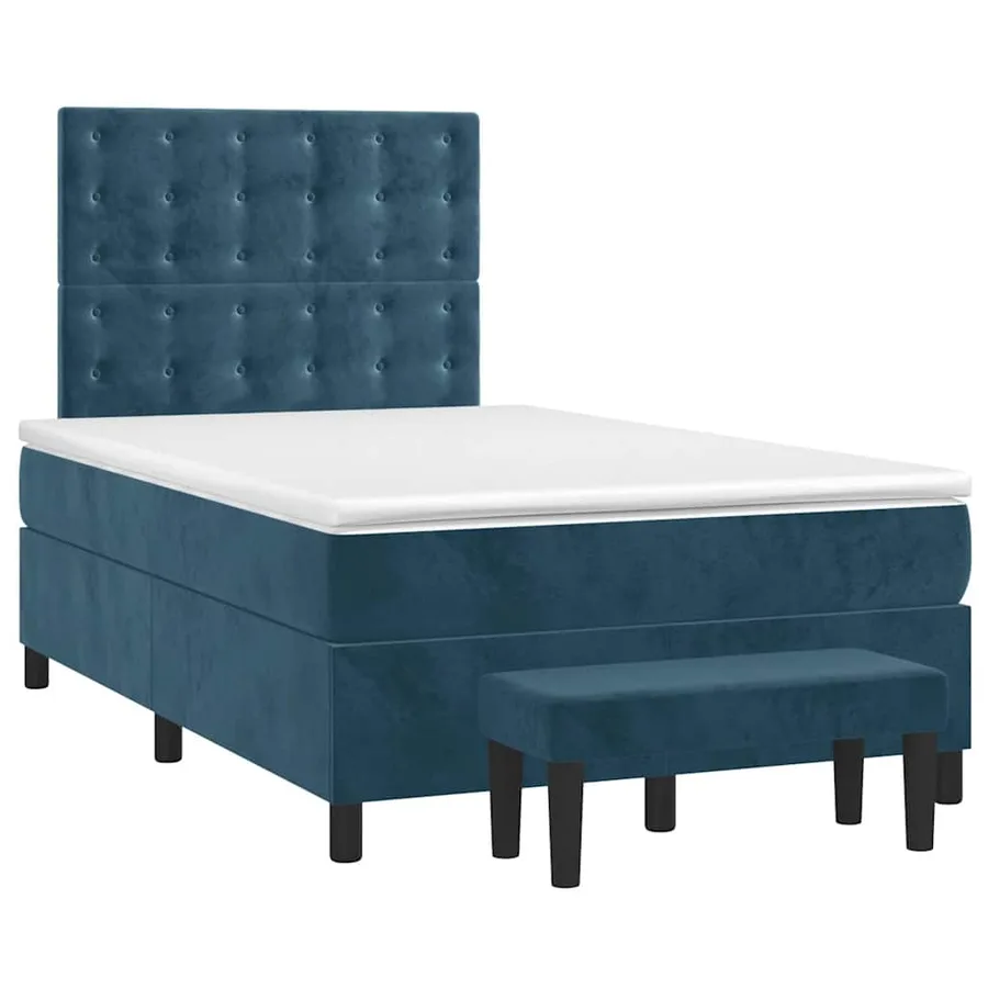 Sommier à lattes de lit et matelas bleu foncé 120x190cm velours - 3