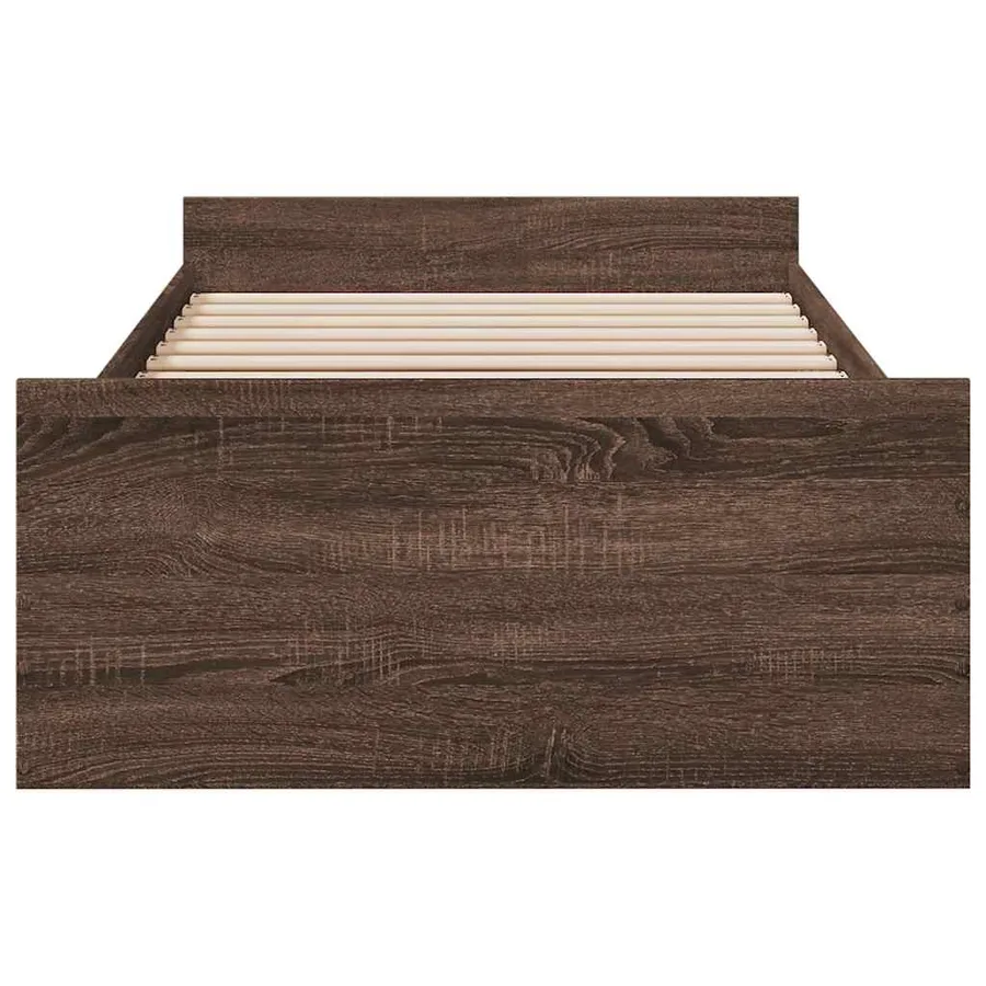 Cadre de lit avec tiroirs sans matelas chêne marron 100x200 cm - 4