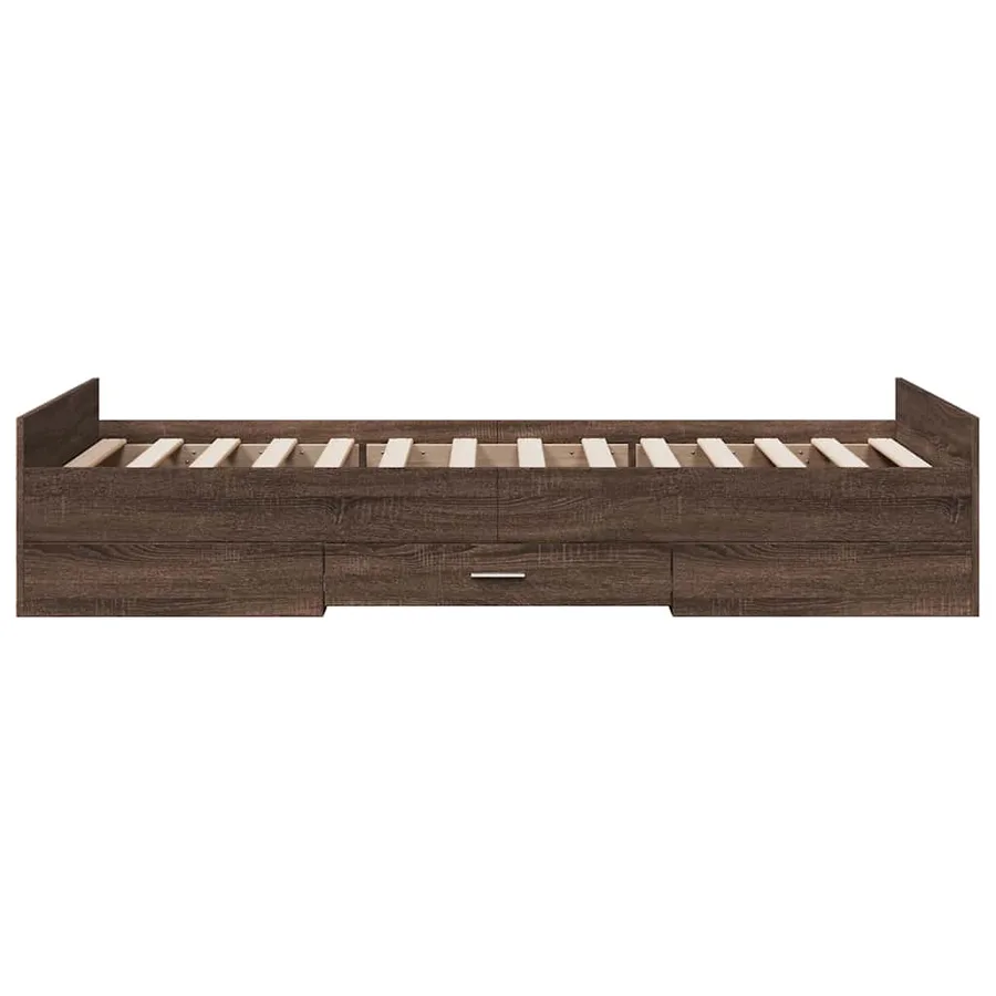 Cadre de lit avec tiroirs sans matelas chêne marron 100x200 cm - 5