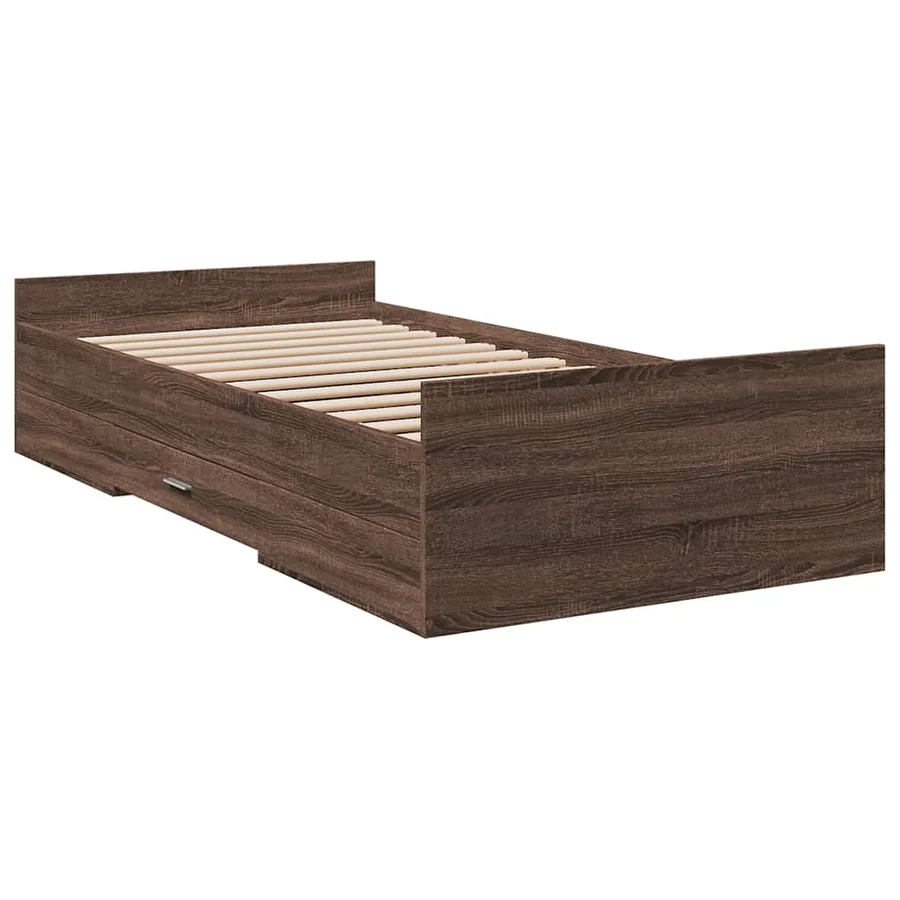 Cadre de lit avec tiroirs sans matelas chêne marron 100x200 cm - 6