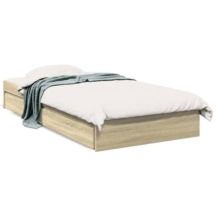Cadre de lit avec tiroirs sans matelas chêne sonoma 90x190 cm - 2
