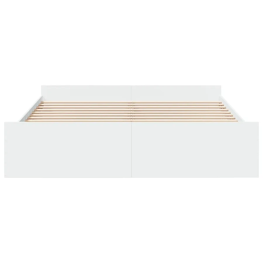 Cadre de lit avec tiroirs sans matelas blanc 200x200 cm - 4