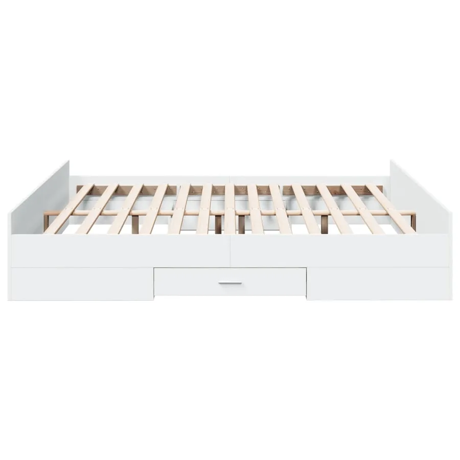 Cadre de lit avec tiroirs sans matelas blanc 200x200 cm - 5