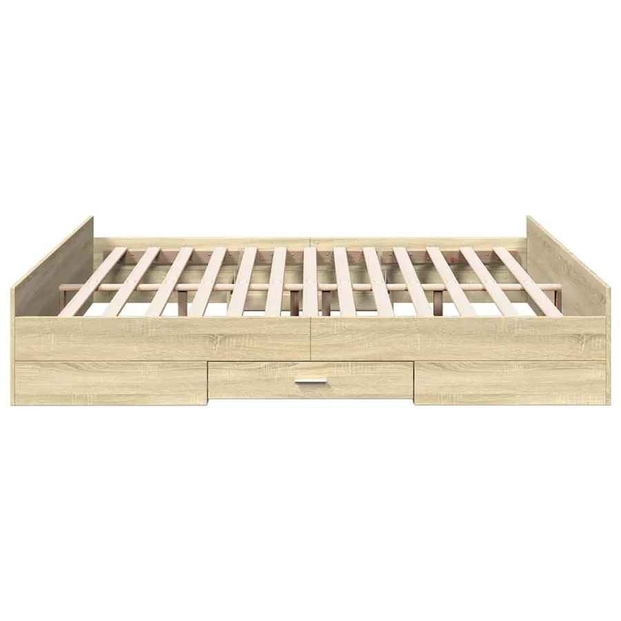 Cadre de lit avec tiroirs sans matelas chêne sonoma 200x200 cm - 5