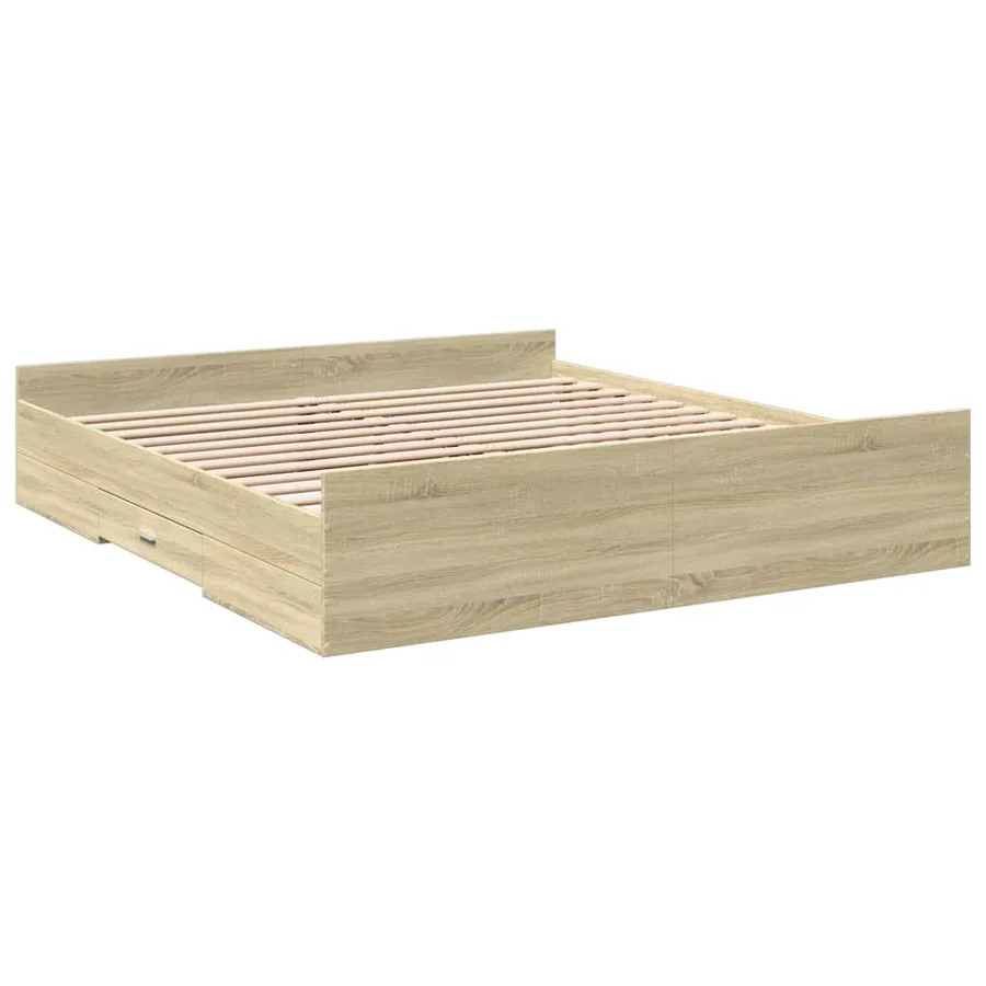 Cadre de lit avec tiroirs sans matelas chêne sonoma 200x200 cm - 6