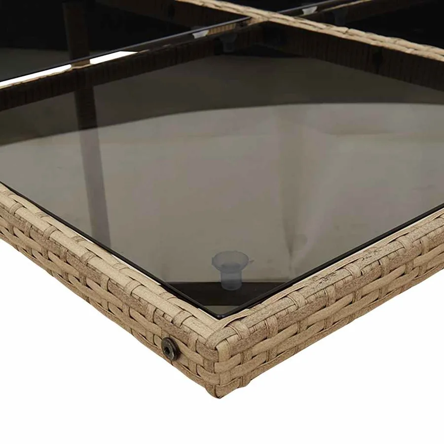Ensemble à manger de jardin et coussins 7 pcs beige poly rotin - 5