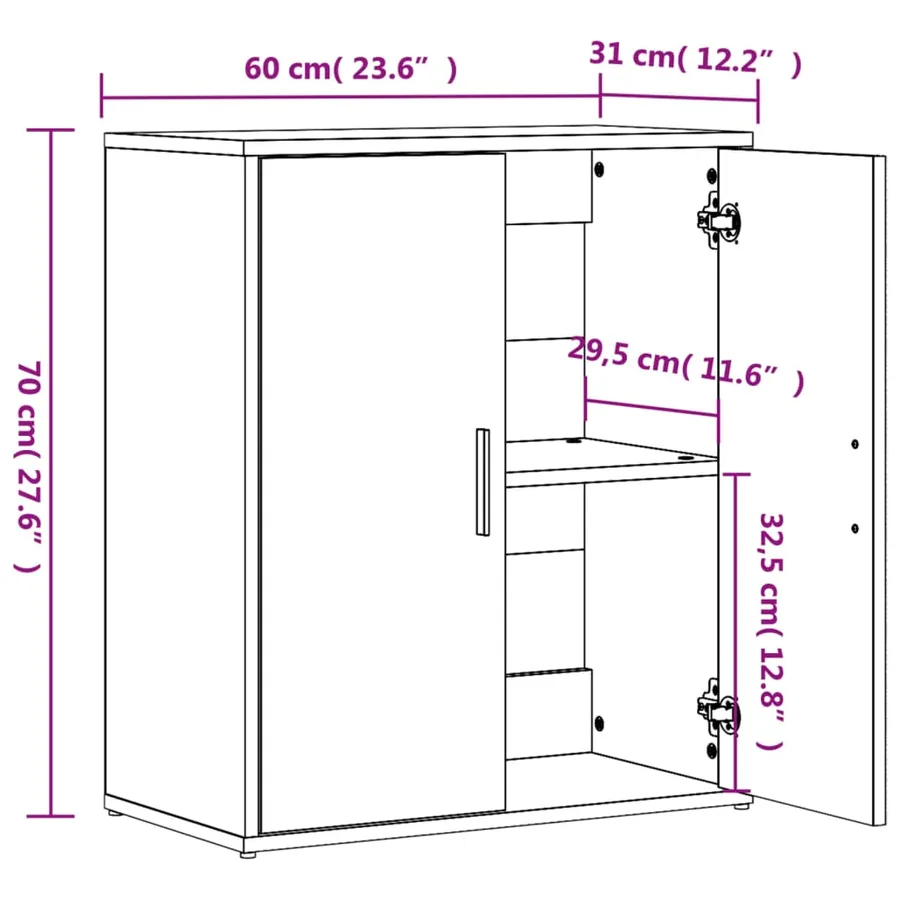 Buffet blanc 60x31x70 cm bois d'ingénierie - 10