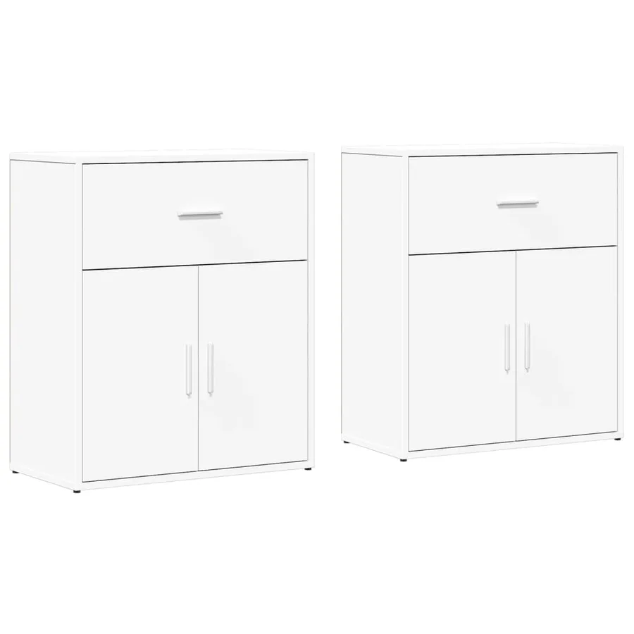 Buffets 2 pcs blanc 60x31x70 cm bois d'ingénierie - 2