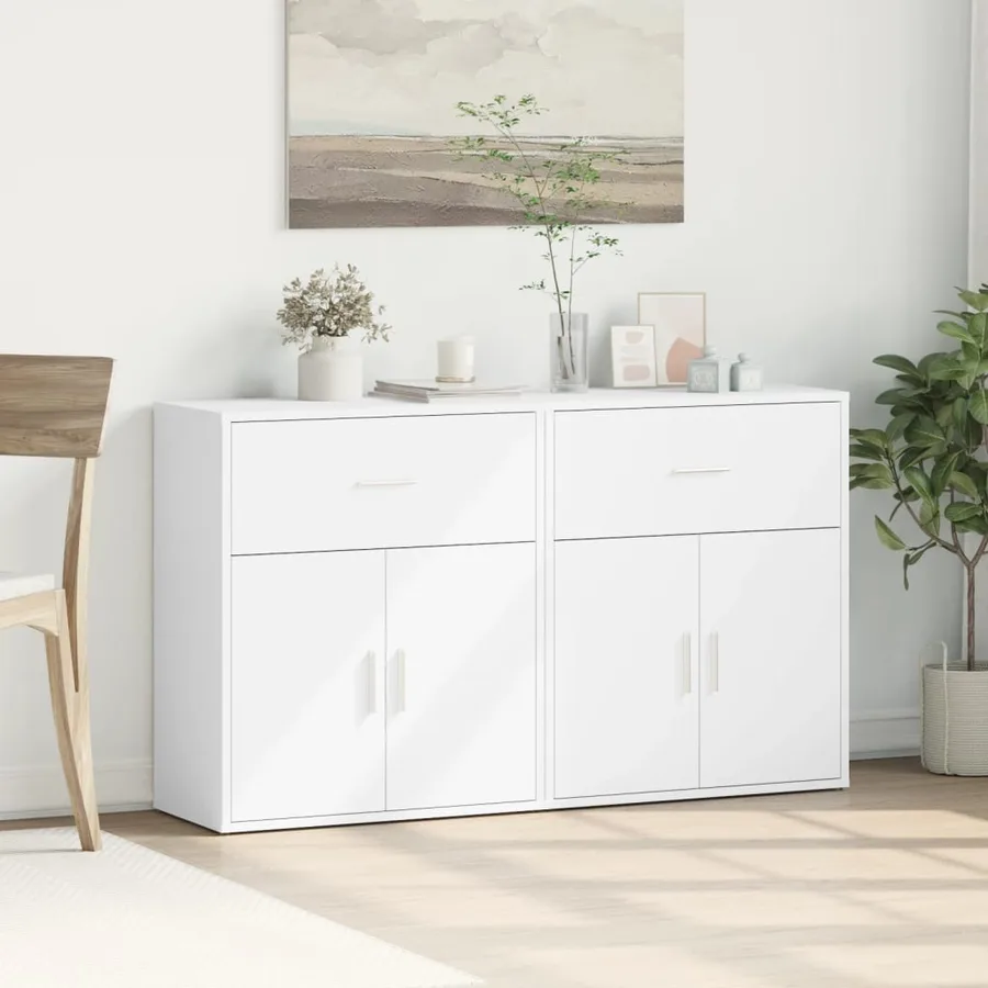 Buffets 2 pcs blanc 60x31x70 cm bois d'ingénierie - 3
