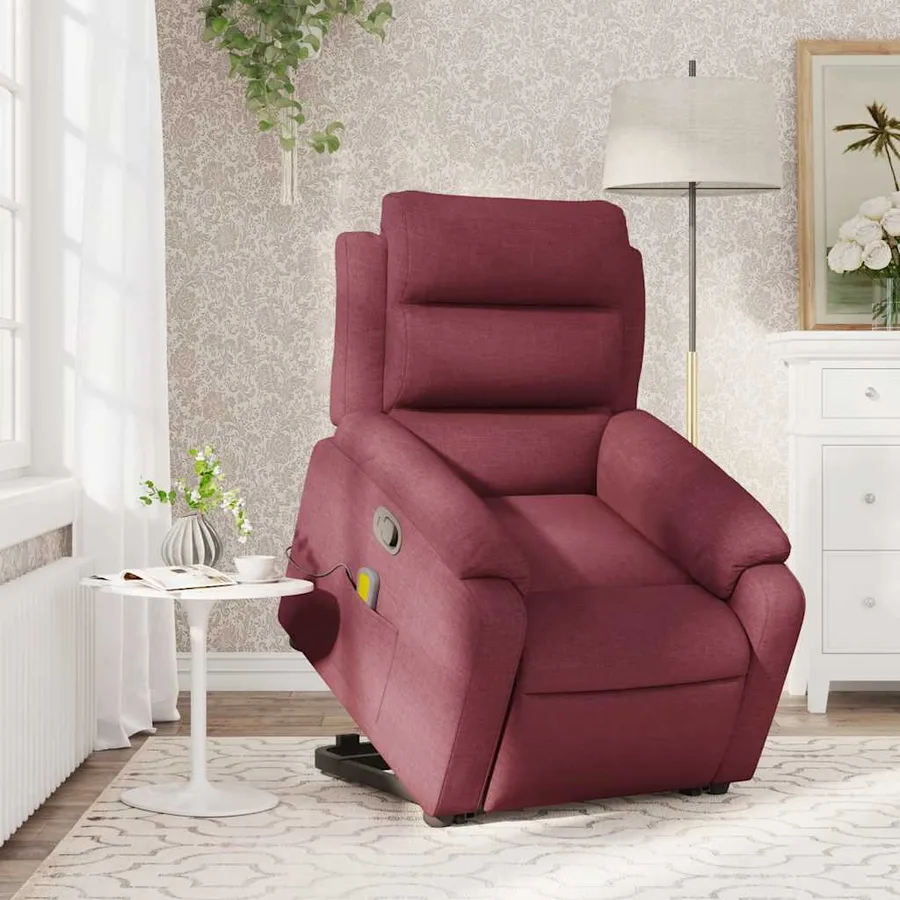 Fauteuil inclinable de massage Rouge bordeaux Tissu - 16