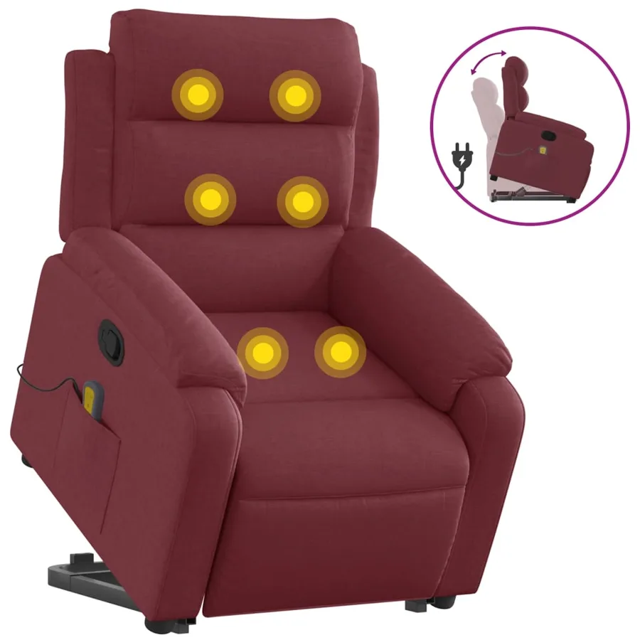 Fauteuil inclinable de massage Rouge bordeaux Tissu - 2
