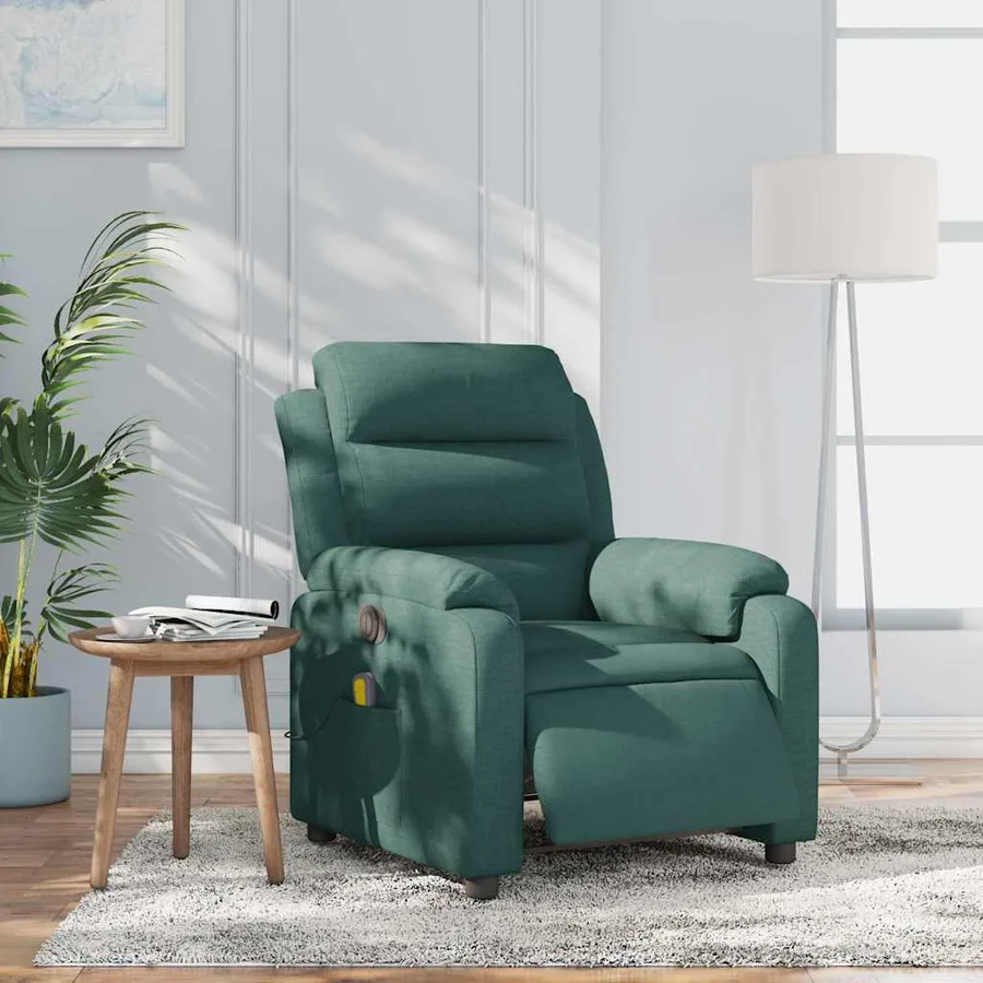 Fauteuil de massage inclinable électrique Vert foncé Tissu - 15