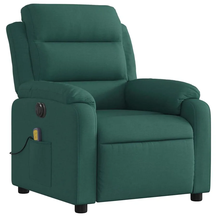 Fauteuil de massage inclinable électrique Vert foncé Tissu - 3
