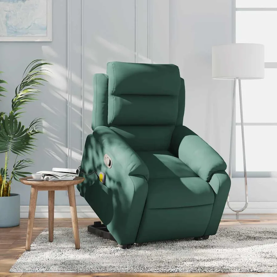 Fauteuil de massage inclinable Vert foncé Velours - 15