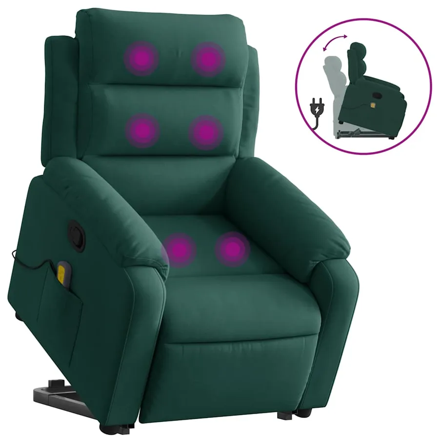 Fauteuil de massage inclinable Vert foncé Velours - 2