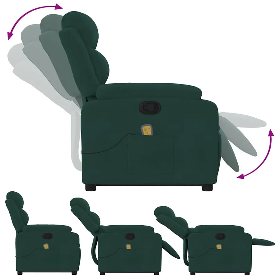 Fauteuil de massage inclinable Vert foncé Velours - 7