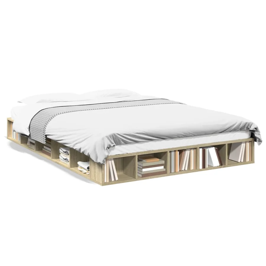 Cadre de lit sans matelas chêne sonoma 150x200 cm - 2