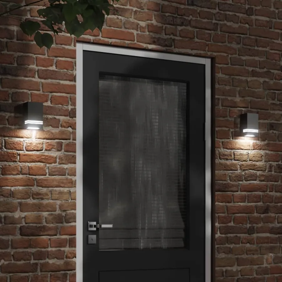 Appliques murales d'extérieur 2 pcs noir acier inoxydable