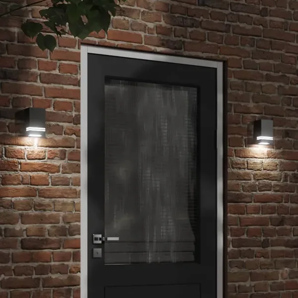 Appliques murales d'extérieur 2 pcs noir acier inoxydable