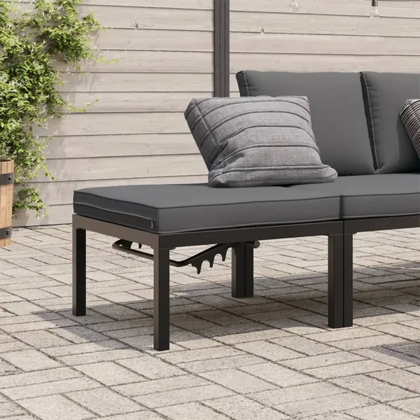 Tabouret de jardin avec coussin noir aluminium