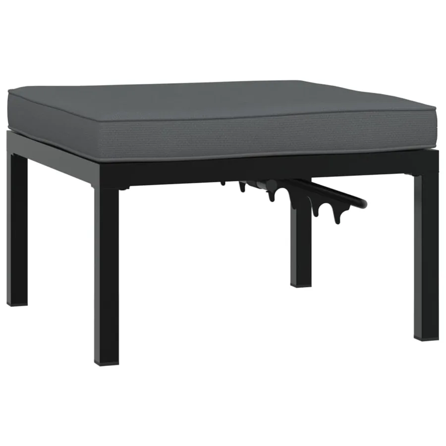 Tabouret de jardin avec coussin noir aluminium - 5